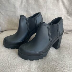 Hunter Black Heeled Ankle Boots